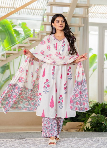 Naisha K 261 Cotton Printed Kurti With Bottom Dupatta Wholesale In India