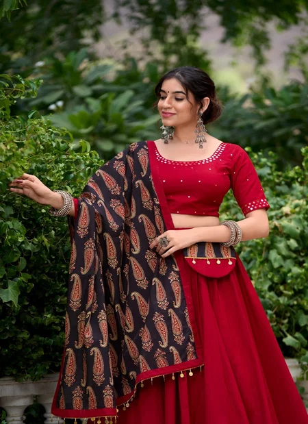Maroon Colour Pure Cotton Printed Lehenga Choli Collection Taraa L 1697