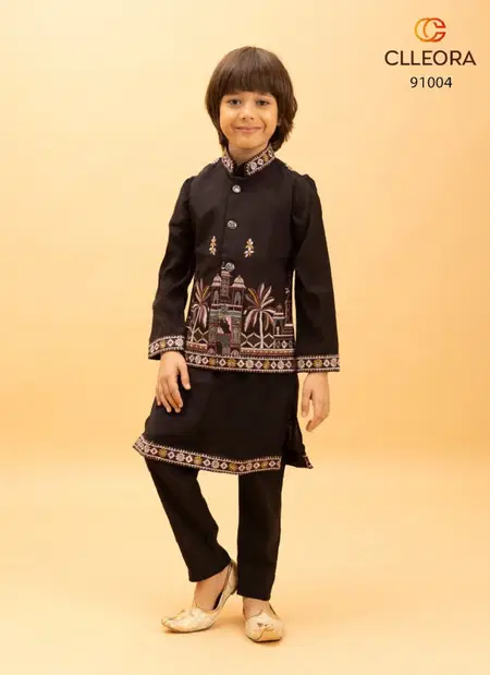 Little Couture By Clleora Viscose Silk Boys Wear Kids Koti Kurta Pajama Exporters In India