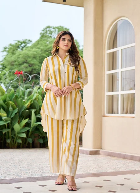 Naisha K 264 Stylish Stipe Pattern Cotton Cord Sets Online Wholesale
