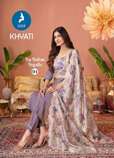 Khyati By Kaya Roman Shimmer Wholesale Kurti With Bottom Dupatta In India
