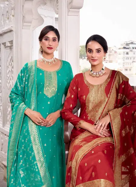 Urfi By Belliza Viscose Dolla Silk Jaquard Dress Material Suppliers In India
