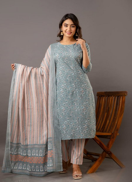 Naisha K 282 Cotton Printed Kurti With Bottom Dupatta Wholesale Market In Surat With Price
