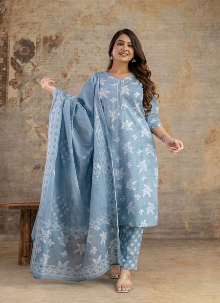 Naisha K 282 Vol 5 Stylish Cotton Printed Kurti With Bottom Dupatta Online Wholesale