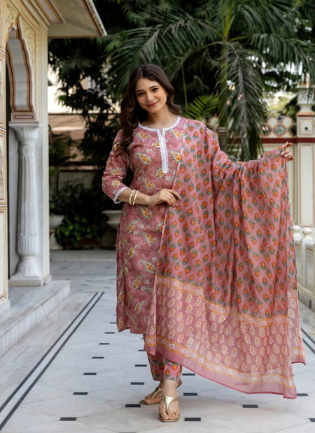 Naisha K 282 Vol 6 Cotton Printed Kurti With Bottom Dupatta Wholesale Suppliers In India