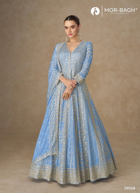 Anarkali By Aashirwad Mor Bagh Chinon Silk Gown With Dupatta Wholesale Online