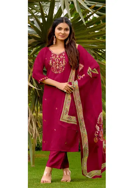 Krupali By Vitara Roman Silk Embroidery Readymade Suits Wholesale Suppliers In India