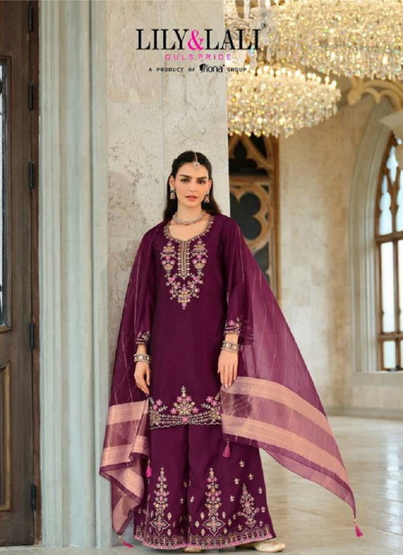 Tara By Lily And Lali Silk Embroidery Kurti With Bottom Dupatta Suppliers In India