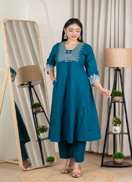 Naisha K 288 Real Mirror And Embroidered Festive Wear Kurta With Bottom Wholesalers In Delhi