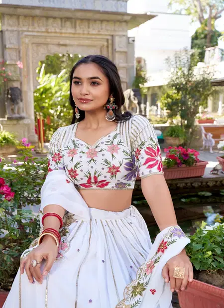 White Colour Georgette White Premium Wedding Lehenga Collection Taraa L 1413