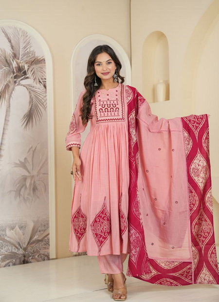 Naisha K 290 Mal Chanderi Kurti With Bottom Dupatta Online Wholesale