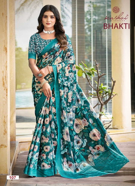 Bhakti By Kashvi Dull Moss Digital Printed Wholesale Daily Wear Saree In India