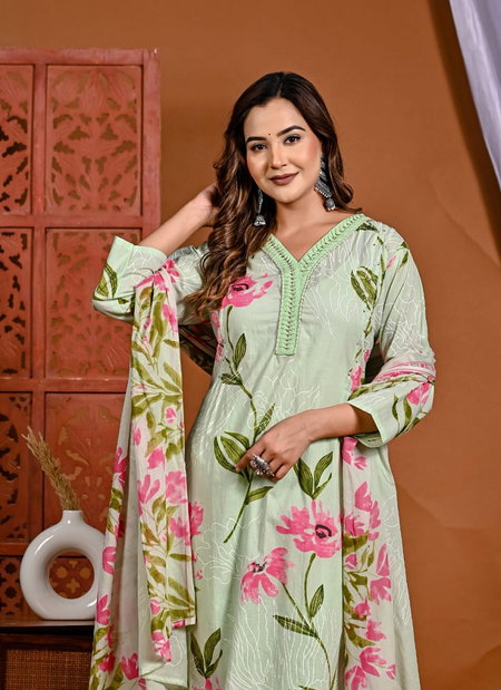 Naisha K 300 Cotton Printed Kurti With Pant Dupatta Suppliers In India