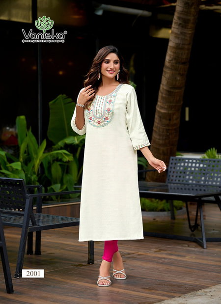 Five Star Vol 2 By Vaniska Vatican Silk Embroidery Work Kurti Wholesale Price In Surat