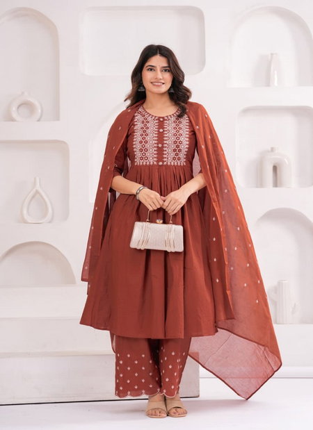 Naisha K 306 Cotton With Work Kurti With Pant Dupatta Suppliers In India