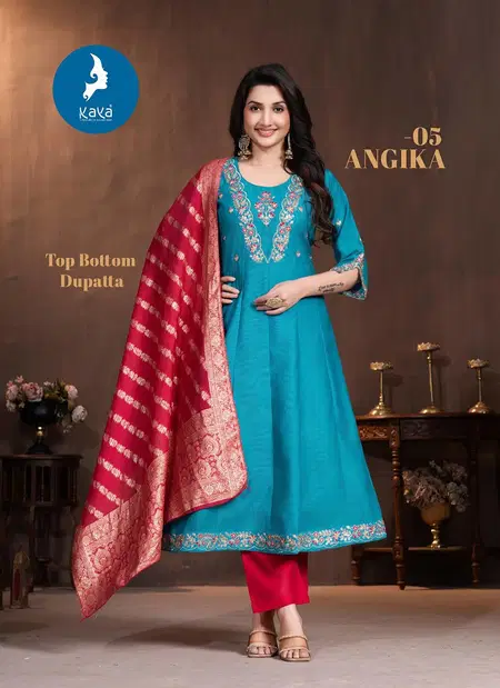 Angika By Kaya Gadhwal Silk Anarkali Kurtis Set Wholesale Price In Surat