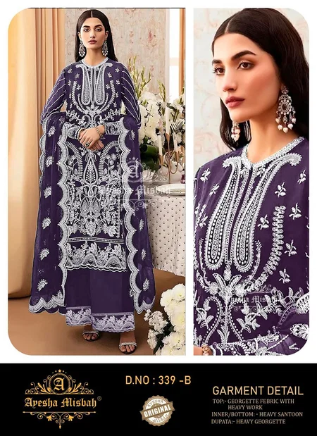 Ayesha Misbah 339 A To F Georgette Pakistani Surat Salwar Suits Wholesale Market