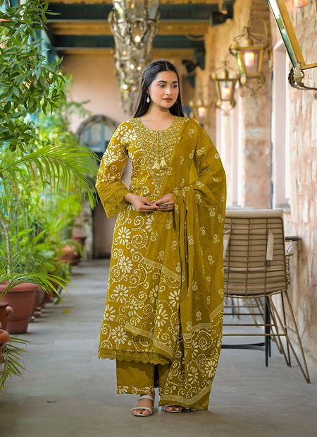 Naisha K 313 Cotton Printed Kurti With Bottom Dupatta Suppliers In India