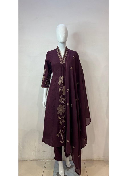 Naisha K 315 Cotton Flex Embroidery Kurti With Pant Dupatta Wholesale Online