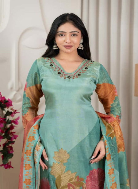 Naisha K 317 Shimmer Silk Kurti With Pant Dupatta Wholesale Market In Surat