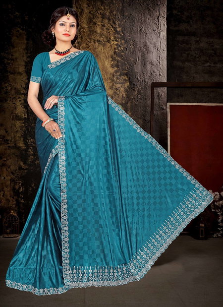 Ronisha 20 Checks Lycra Satin Silk Wholesale Party Wear Saree In India