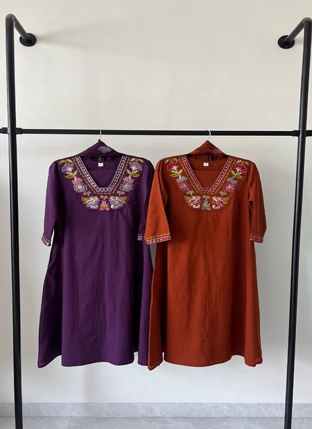 Naisha K 324 Cotton Embroidery Work Kurti With Pant Dupatta Suppliers In India