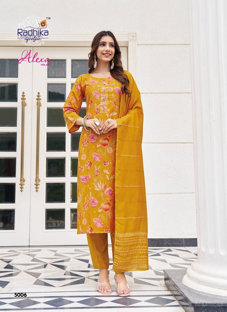 Alexa Vol 5 By Radhika Vertican Silk Kurti With Bottom Dupatta Wholesale Price In Surat