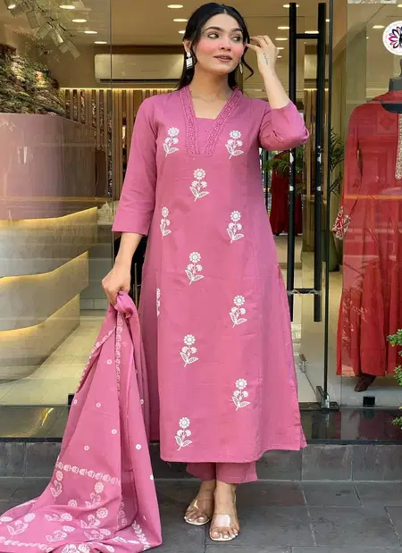 KF 4082 Kalaai Cotton Embroidery Online Kurti With Bottom Dupatta Wholesale
