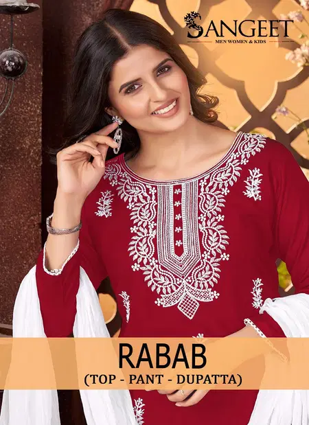 Rabab Vol 1 By Sangeet Embroidery Kurti With Bottom Dupatta Exporters In India