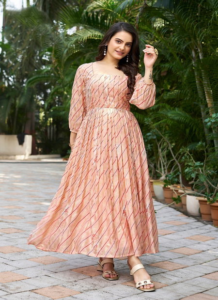 Ctz Padmaja Chinon Crepe Balloon Sleeves Fancy Online Gown Wholesale
