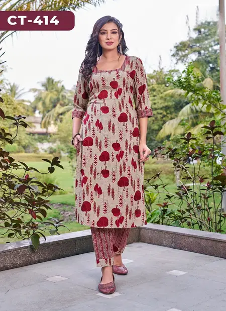 Ctz 414 Rayon Foil Wholesale Straight Kurti With Bottom Suppliers In Mumbai
