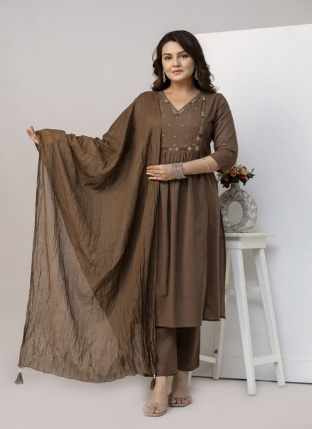 Naisha K 335 Cotton Embroidered Work Kurti With Pant Dupatta Suppliers In India