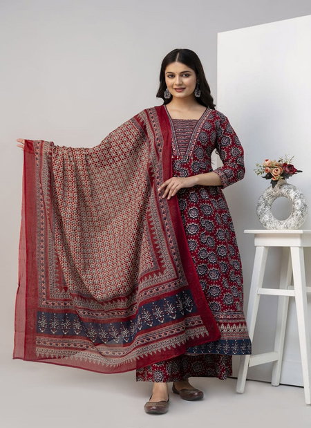 Naisha K 339 Cotton Printed Long Anarkali Style Kurta Set Wholesale Online