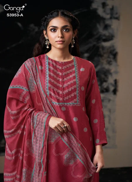 Kriva 3953 By Ganga Bemberg Russian Silk Surat Designer Salwar Suit Wholesale Market
