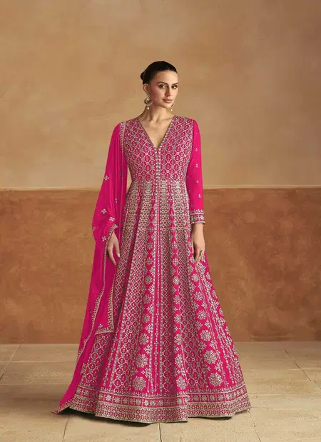 Nagma Gold By Gulkayra Chinon Embroidery Gown With Dupatta Suppliers In India