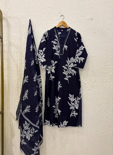 Naisha K 342 Cotton Casual Wear Kurti With Pant Dupatta Wholesale Online