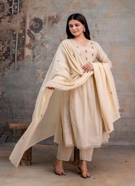 Naisha K 347 Cotton Embroidery Work Kurti With Pant And Dupatta Wholesale Market In Surat With Price
