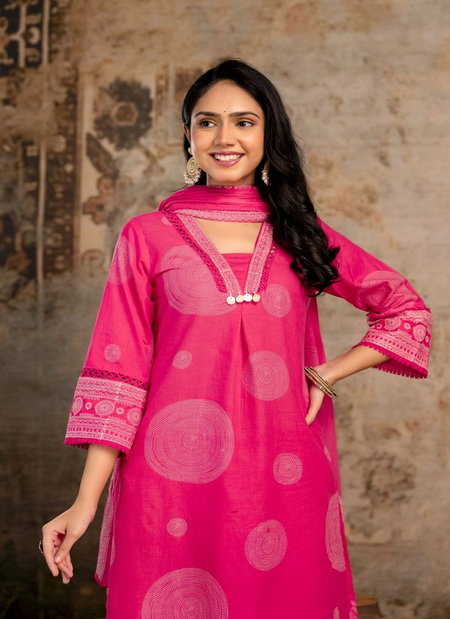 Naisha K 350 Cotton Printed Kurti With Pant And Dupatta Wholesale Price In Surat