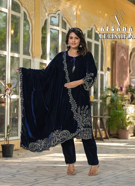 Tehmina By Afsana Velvet Zari Work Readymade Suit Wholesalers In Surat
