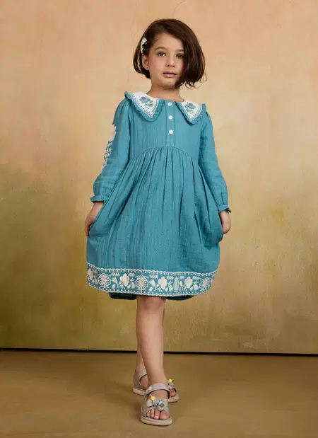 T 5134 A And B Rayon Jacquard Stylish Frock Girls Wear Wholesalers In Delhi