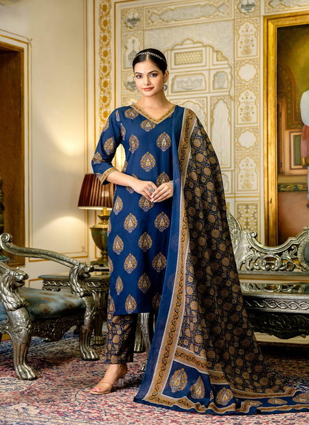 Naisha K 353 Cotton Embroidered Work Kurti With Pant And Dupatta Wholesale Market In Surat With Price