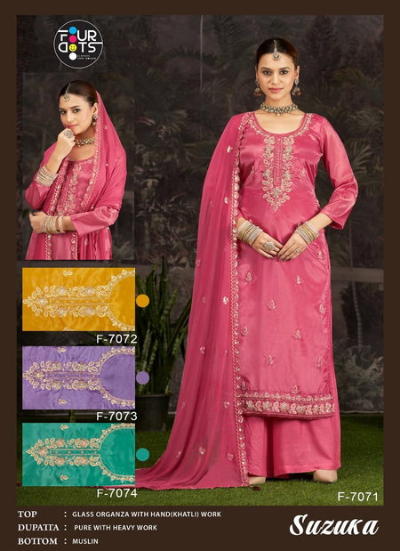 Suzuka By Fourdots Glass Organza Designer Salwar Suits Wholesalers In Surat
