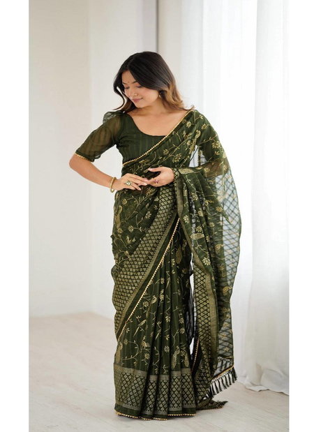 Csn A78 Abhira Georgette Silk Foil Worked Fancy Saree Exporters In India
