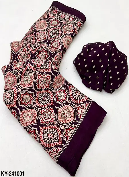 Rajyog Keya Pure Modal Printed Ajrakh Saree Wholesale Suppliers In Mumbai
