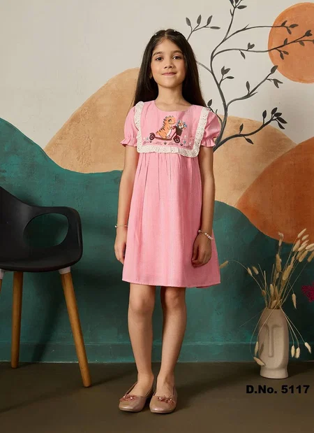 T 3239 And 5117 Rayon And Linen Fancy Kids Wear Collection Exporters In India