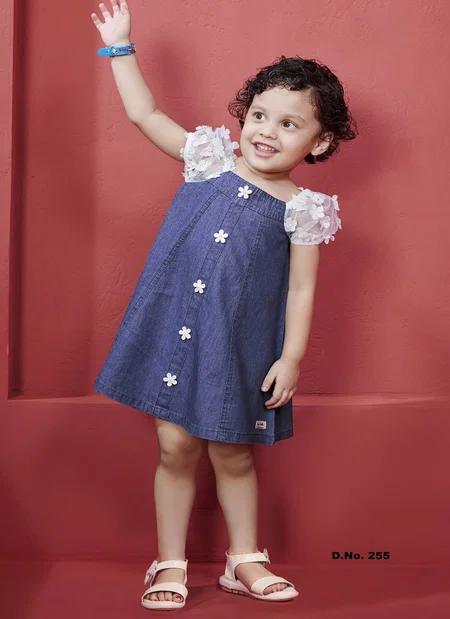 T 255 And 4043 Cotton Denim Fancy Girls Kids Wear Suppliers In India