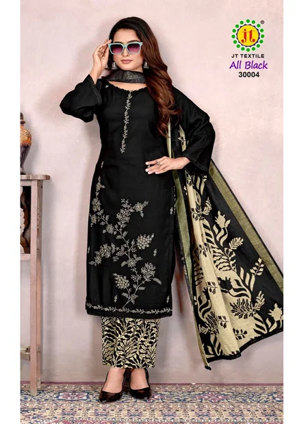All Black Vol 30 By Jt Rayon Embroidery Dress Material Wholesale Price In Surat