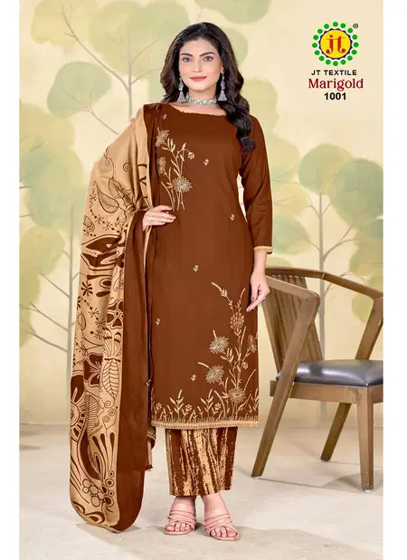 Marigold Vol 1 By Jt Rayon Embroidery Surat Dress Material Wholesale Market