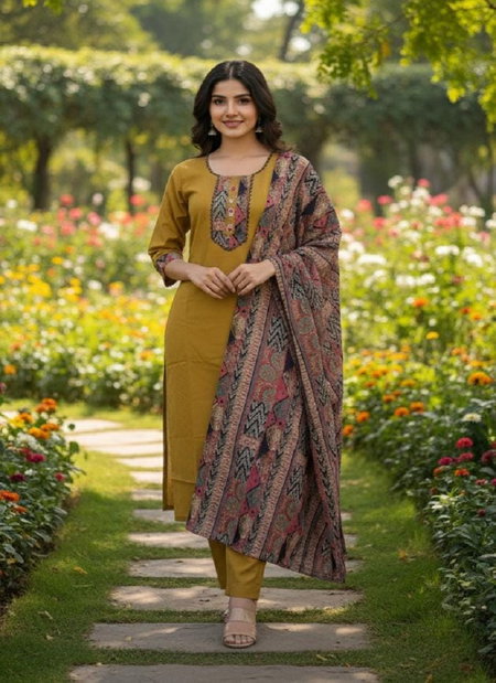 Naisha K 382 Slub Rayon Casual Wear Kurti With Pant Dupatta Wholesale Online