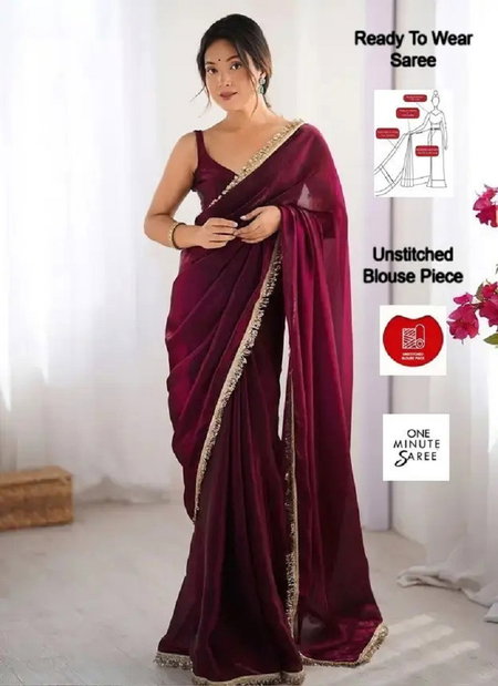 Fendy 02 Chiffon Gold Jhalar Fancy Surat Party Wear Saree Wholesale Market
